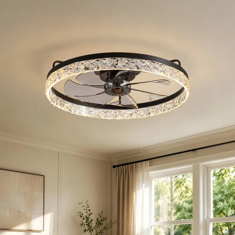 Circular Ceiling Fan Light Modern And Simple Creative Embedded Integrated — Sofary Lighting LED Pendant Lights  3000K