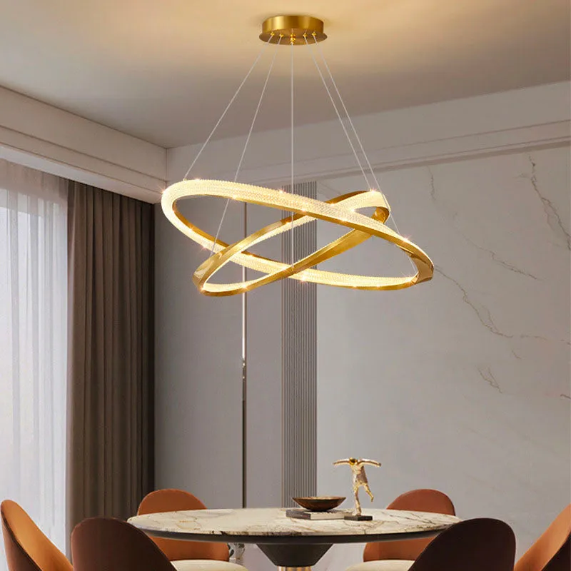 Novalisse Modern Minimalist Gold LED Infinity Ring Chandelier — Sofary Lighting LED Pendant Lights  3000K