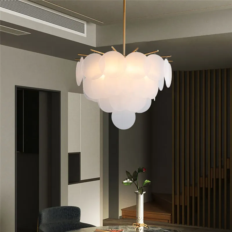 Modern White Glass Chandelier — Sofary Lighting LED Pendant Lights 7.0W 
