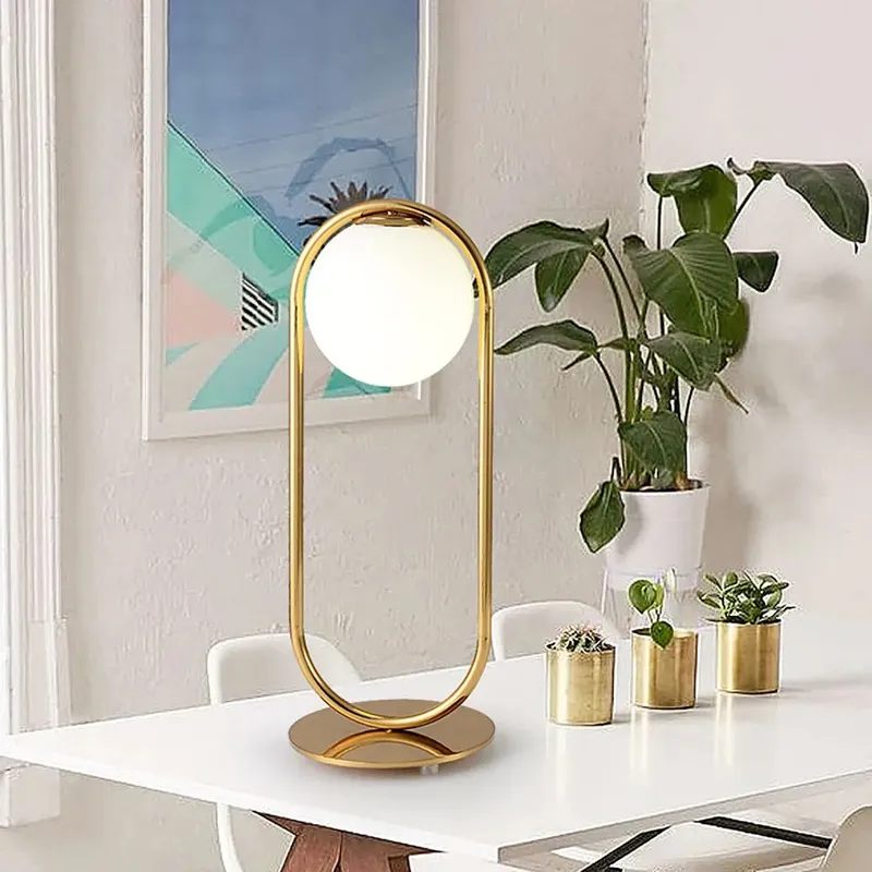 Gold Metal White Glass Globe Table Lamp — Sofary Lighting LED General Lighting 5.0W 