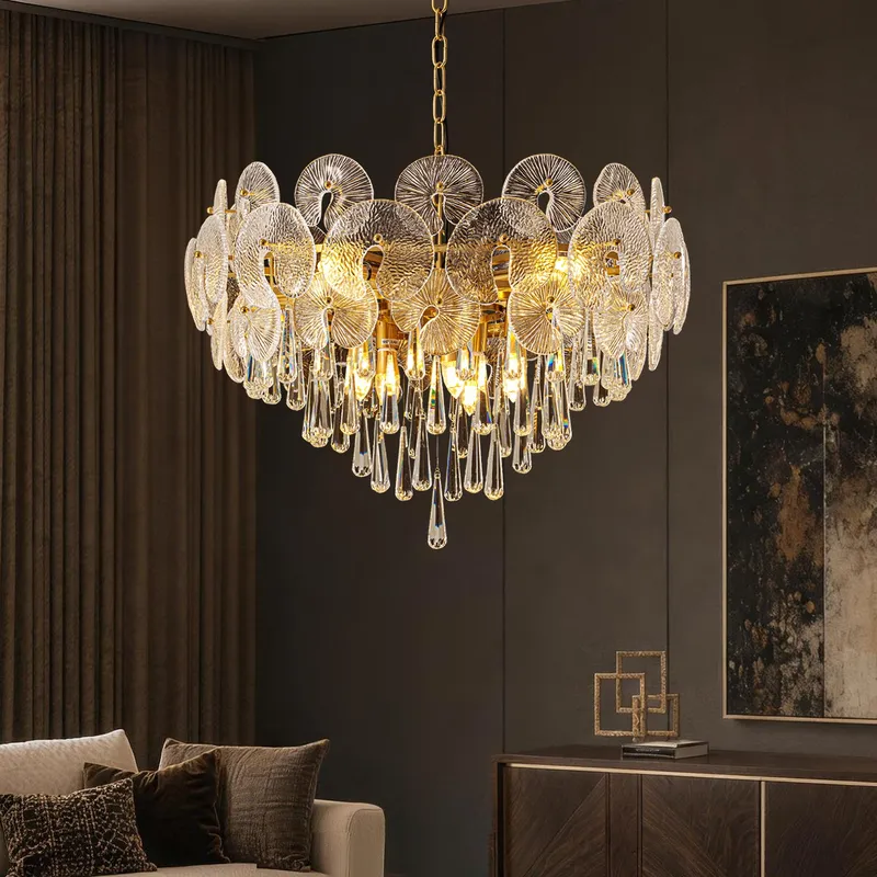 Aurelio Modern Luxury Gold Glass Chandelier for Living Room — Sofary Lighting LED Pendant Lights 7.0W 