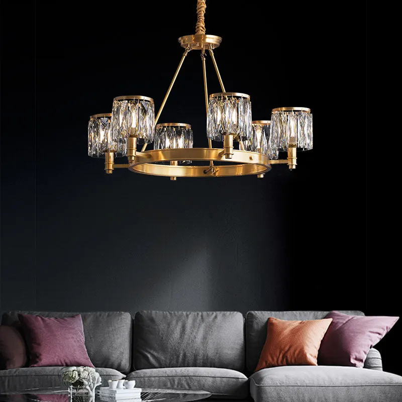 Round Modern Rustic Crystal Brass Chandelier — Sofary Lighting LED Pendant Lights 7.0W 