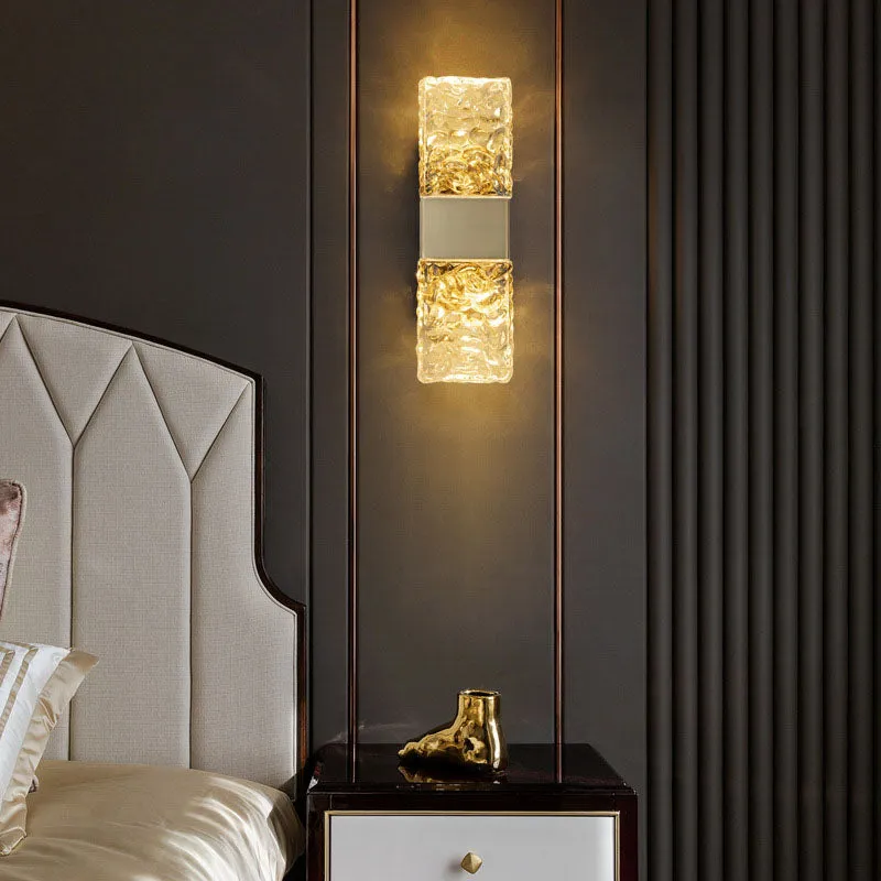 Molten Glow Cube Golden Crystal Wall Sconce — Sofary Lighting LED Pendant Lights 5.0W 3000K