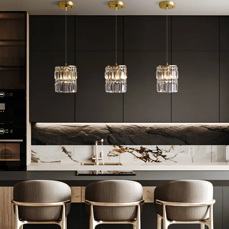 Modern Luxury 1- Light Gold K9 Crystal Linear Pendant Light — Sofary Lighting LED Linear Lights 7.0W 