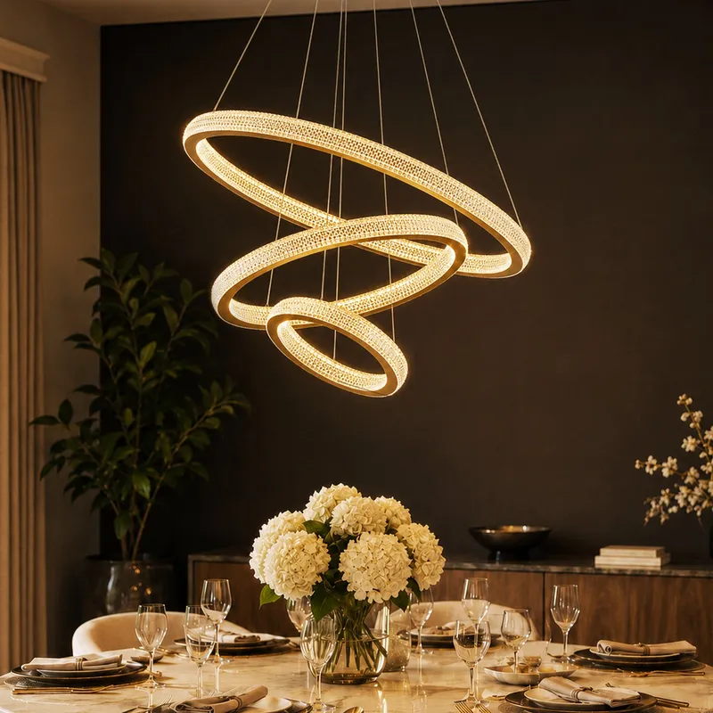 Three Rings Gold LED Chandelier — Sofary Lighting LED Pendant Lights  3000K