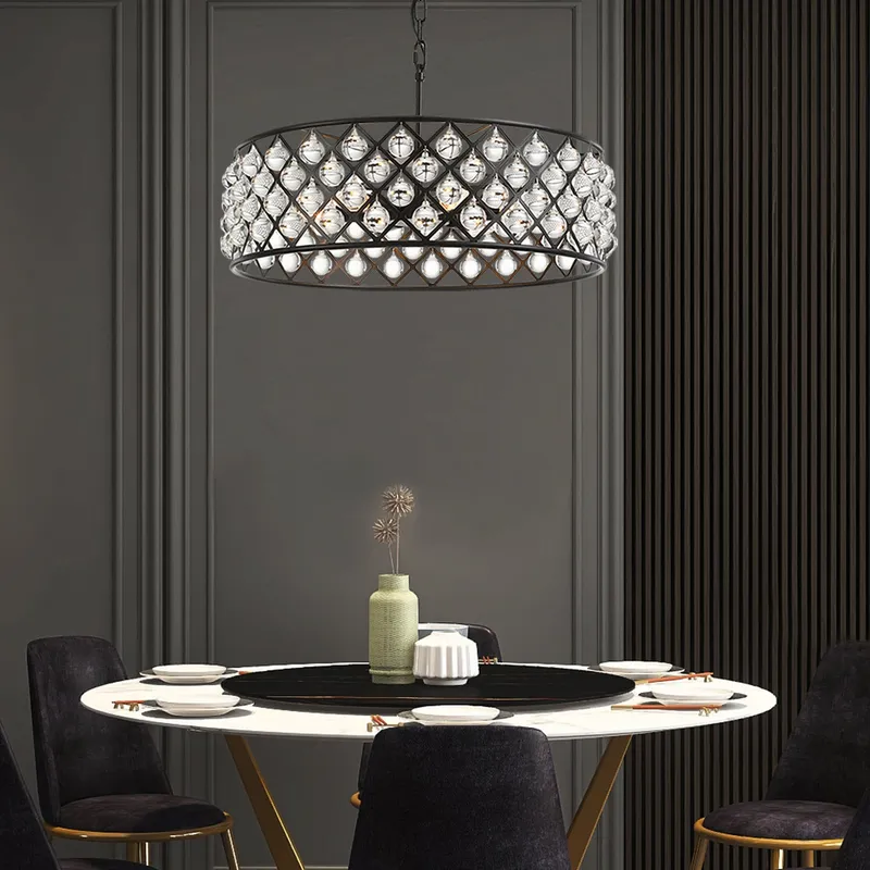 Vesper Modern Industrial Matte Black K9 Crystal Chandelier — Sofary Lighting LED Pendant Lights 7.0W 
