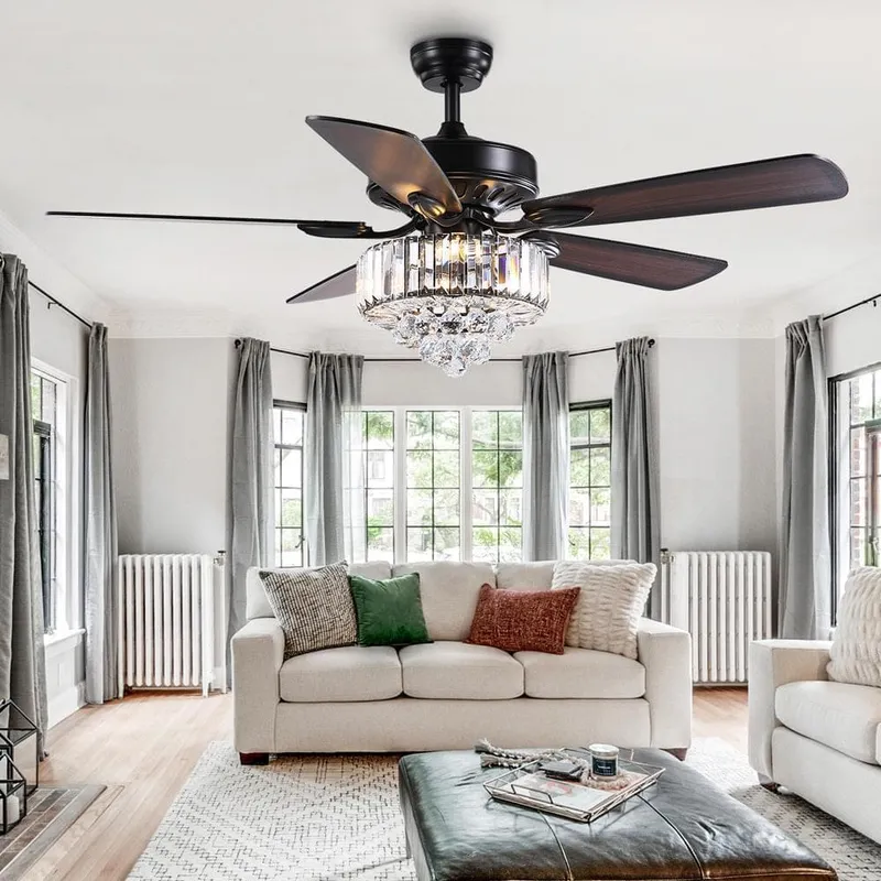 Lumi Farmhouse Crystal Ceiling Fan Light — Sofary Lighting LED Pendant Lights 7.0W 