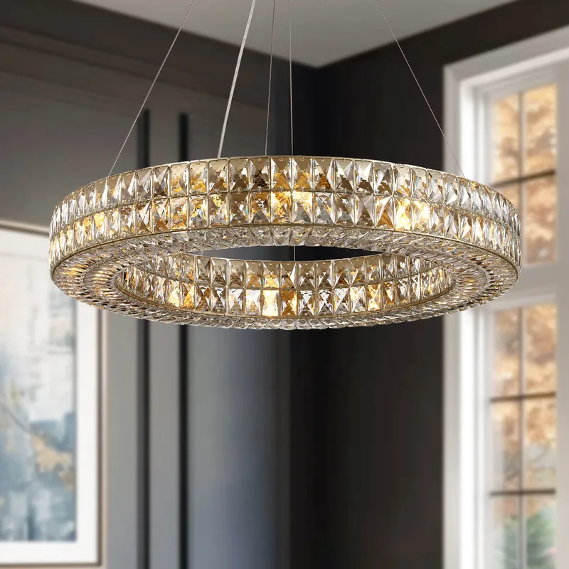 Valdore Modern Luxury Gold Crystal Double Ring Chandelier — Sofary Lighting LED Pendant Lights 7.0W 