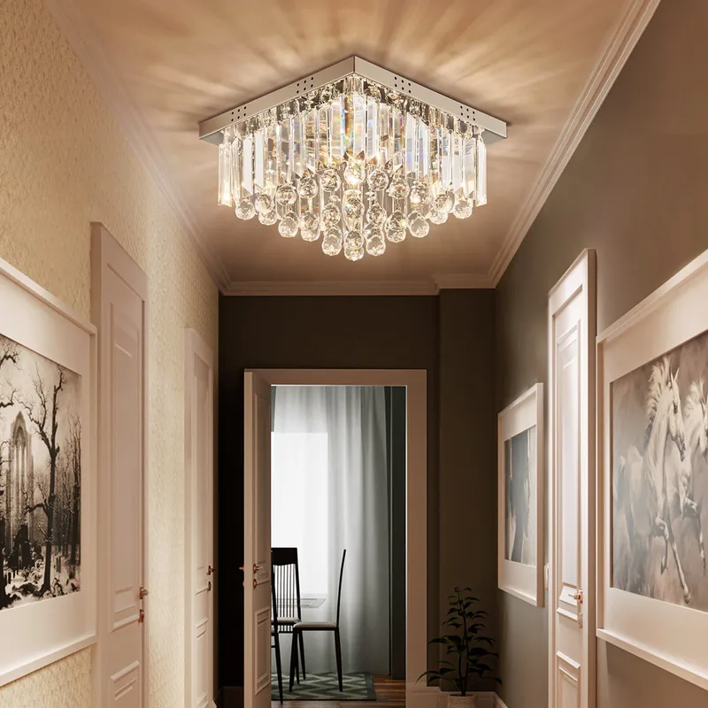Square Crystal Rain Drop Chandelier Lighting Fixture — Sofary Lighting LED Pendant Lights 7.0W 