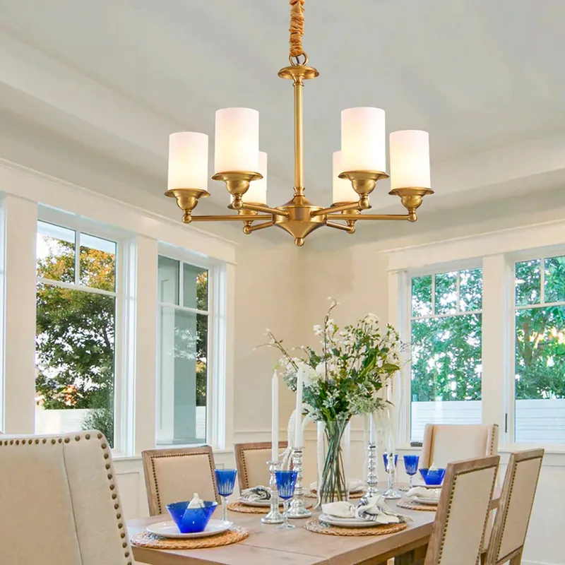 Rustic Vintage Pendant Light with Brass Body White Glass Lampshade — Sofary Lighting LED Pendant Lights 7.0W 