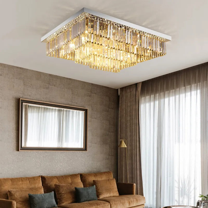Modern Vertical Bar Rectangular Crystal Chandelier - Four Layers Ceiling Light — Sofary Lighting LED Pendant Lights 7.0W 