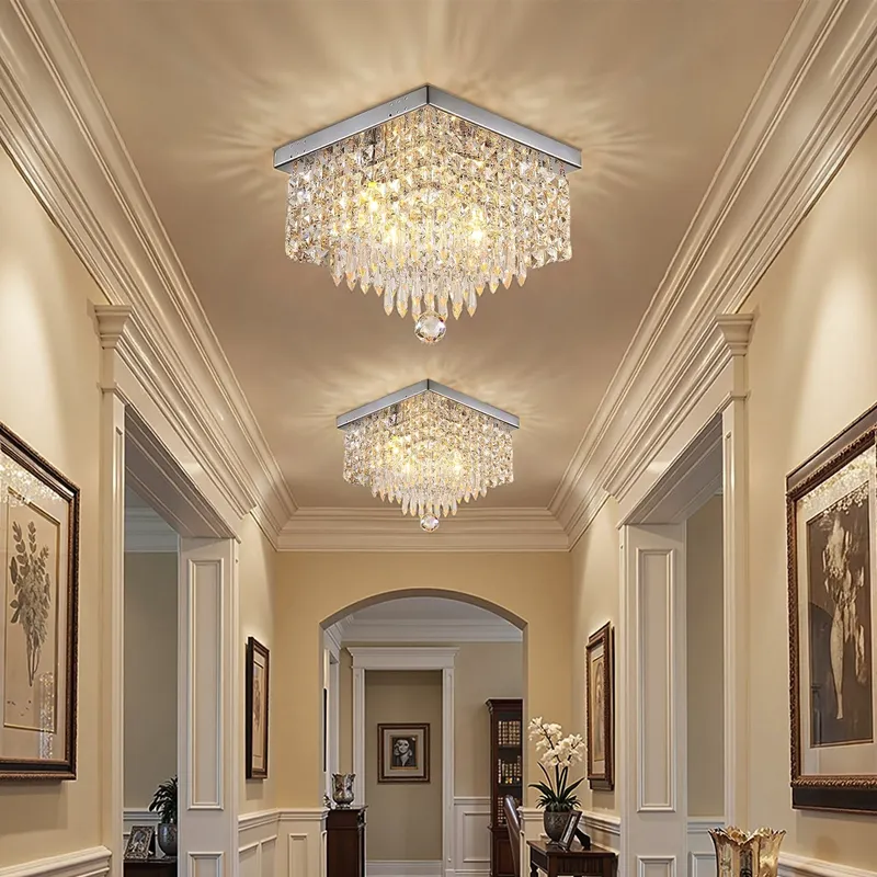 Modern Hallway Crystal Flush Mount Ceiling Light — Sofary Lighting LED Pendant Lights 7.0W 