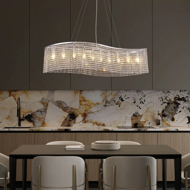 Elegant Wave Crystal Raindrop Chandelier - Pendant Light — Sofary Lighting LED Pendant Lights 7.0W 