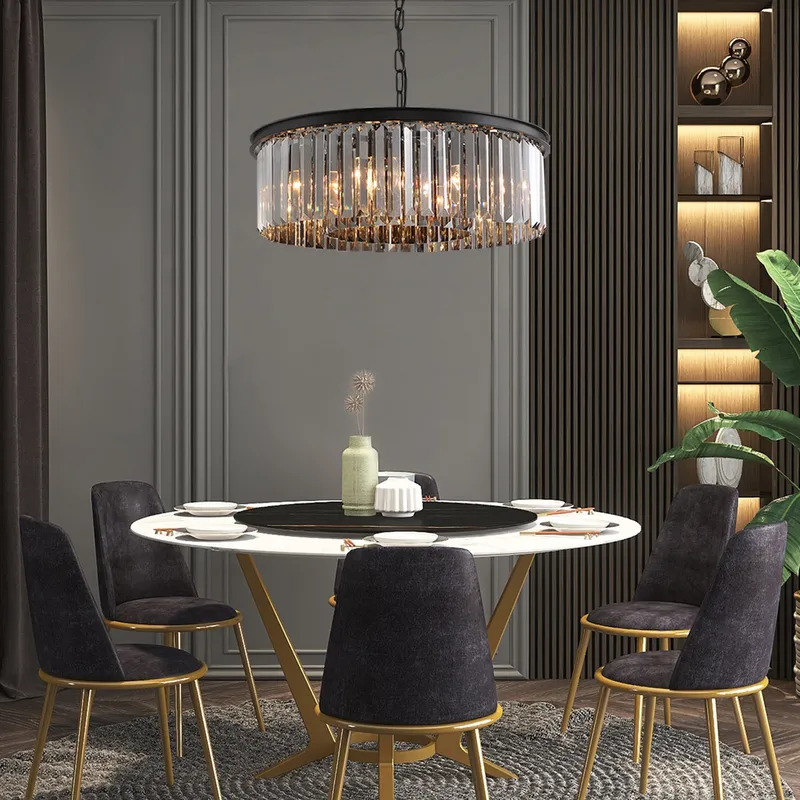 Black Crystal Chandelier - Round Design Pendant Light — Sofary Lighting LED Pendant Lights 7.0W 