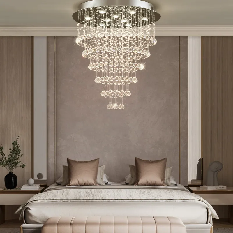 Multi Layer Round Crystal Chandelier Ceiling Lights — Sofary Lighting LED Pendant Lights 7.0W 