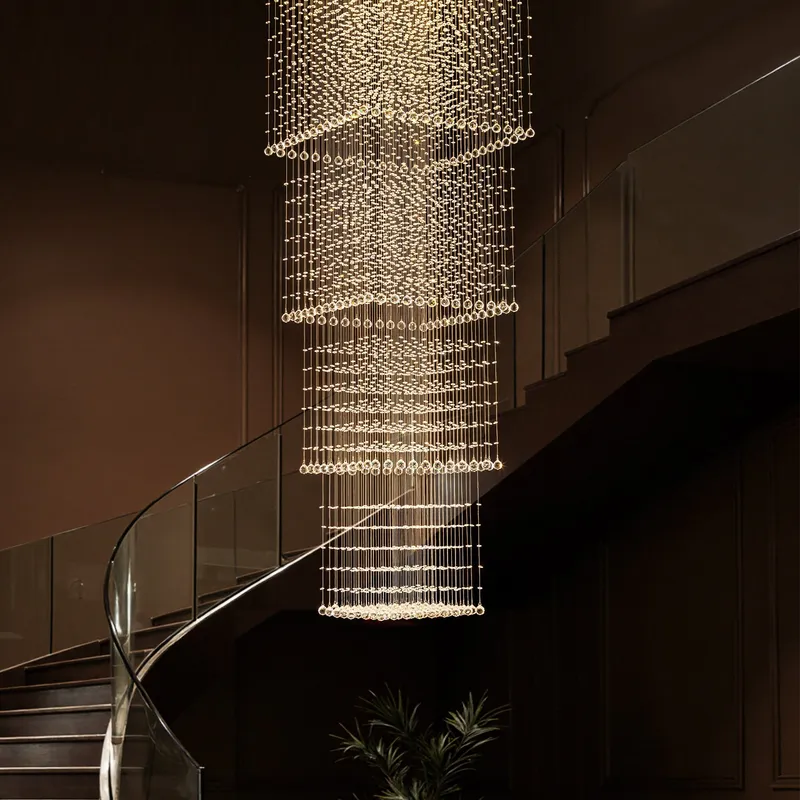 Square Long Crystal Raindrop Chandelier — Sofary Lighting LED Pendant Lights 7.0W 