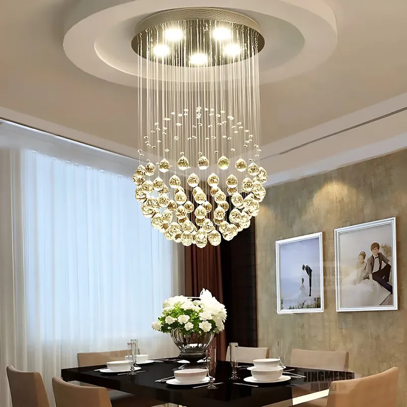 Sphere Raindrop Crystal Chandelier Ceiling Lights - Dining Room — Sofary Lighting LED Pendant Lights 7.0W 