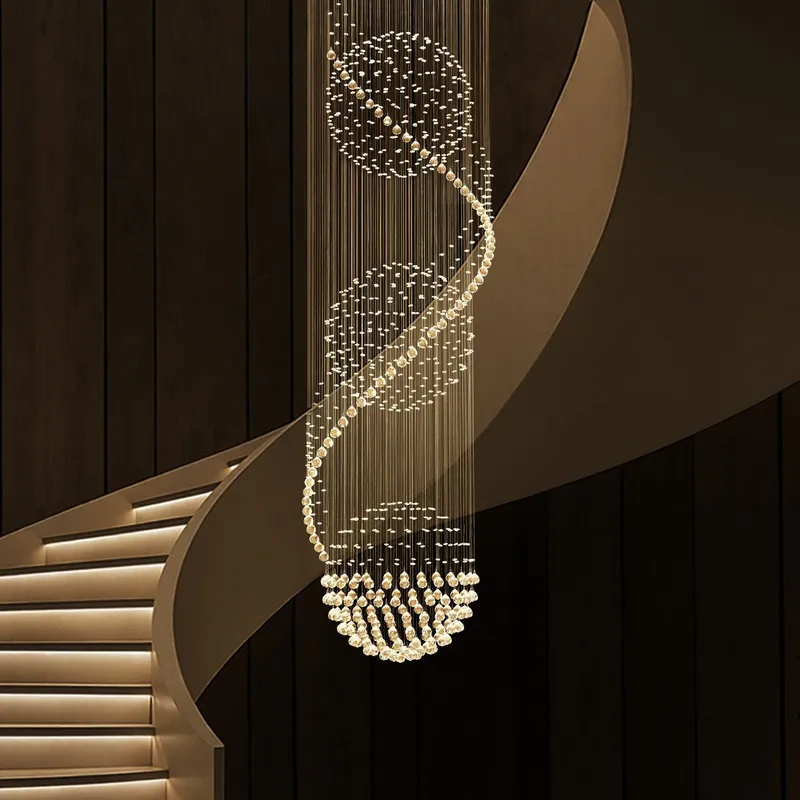 Spiral Modern Luxury K9 Crystal Three Sphere Raindrop Chandelier — Sofary Lighting LED Pendant Lights 7.0W 