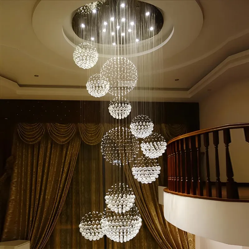 Solar System Modern Luxury Chrome K9 Crystal Spiral Raindrop Chandelier — Sofary Lighting LED Pendant Lights 7.0W 