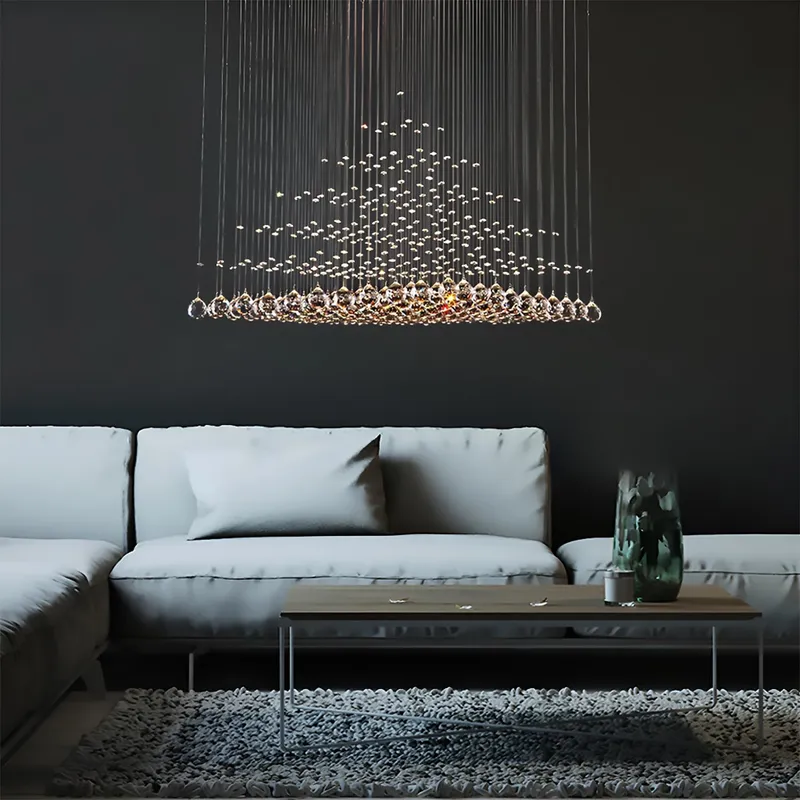 Square Base Pyramid Raindrop Crystal Chandelier - Ceiling Light — Sofary Lighting LED Pendant Lights 7.0W 