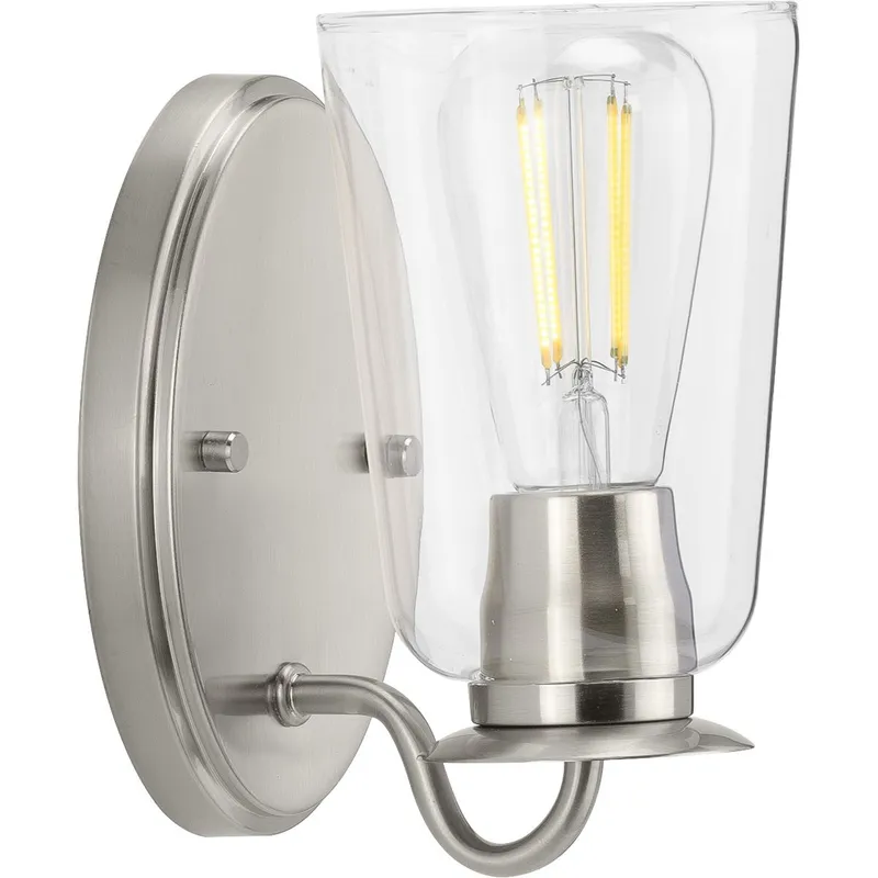 Durrell Collection One-Light Clear Glass Bath Vanity Light — Progress Lighting LED Wall Lights  