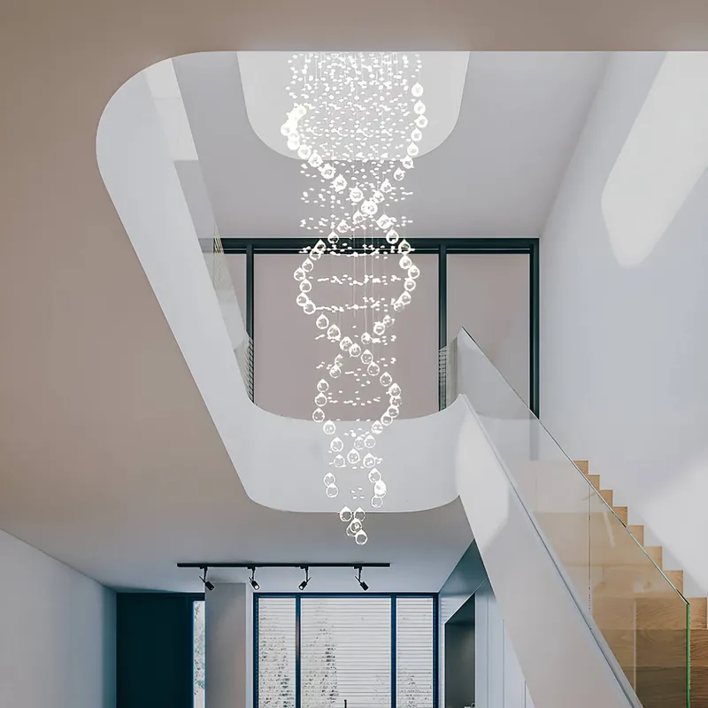 Modern Luxury Chrome K9 Crystal Double Spiral Raindrop Chandelier — Sofary Lighting LED Pendant Lights 7.0W 