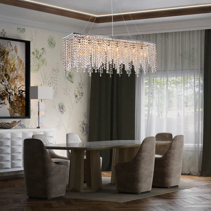 Linear Island Chandelier Crystal Pendant Light — Sofary Lighting LED Linear Lights 7.0W 