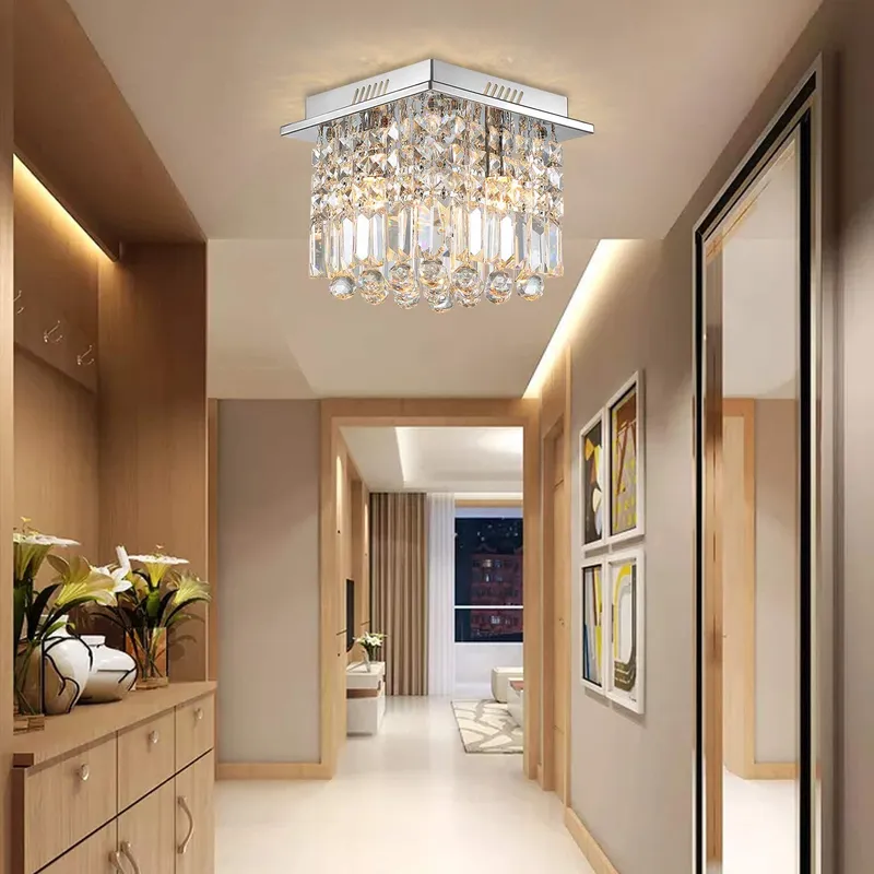 Small Square Hallway Crystal Chandelier - Ceiling Light — Sofary Lighting LED Pendant Lights 7.0W 
