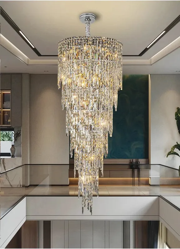 Large Crystal Entryway Chandelier — Modern Chandelier LED Pendant Lights  3000K