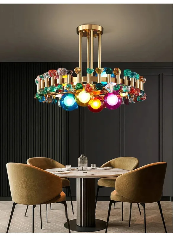 Wes Gold Round Light fixture — Modern Chandelier LED Pendant Lights  3000K