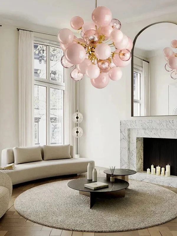 Art Modern Pink Bubble Chandelier — Modern Chandelier LED Pendant Lights  3000K