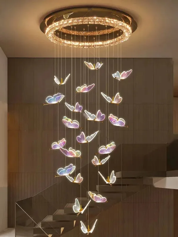 Jana Butterfly Staircase Chandelier — Modern Chandelier LED Pendant Lights  3000K
