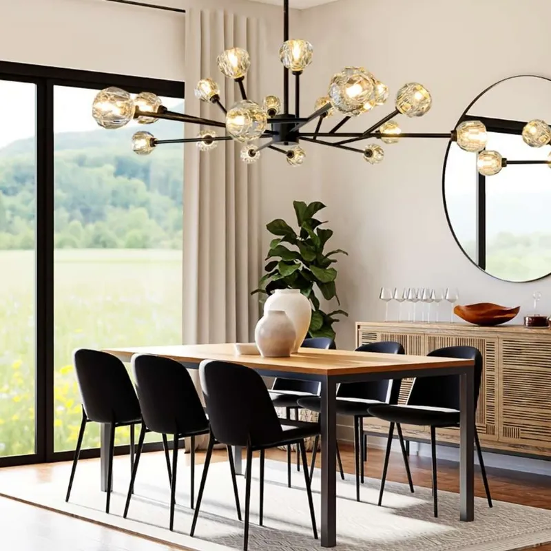 Black Traditional Crystal Chandelier — Modern Chandelier LED Pendant Lights  