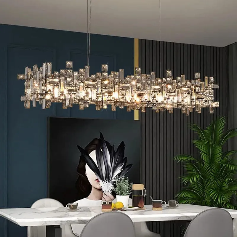 Raka Luxury Chrome Crystal Chandelier — Modern Chandelier LED Pendant Lights  