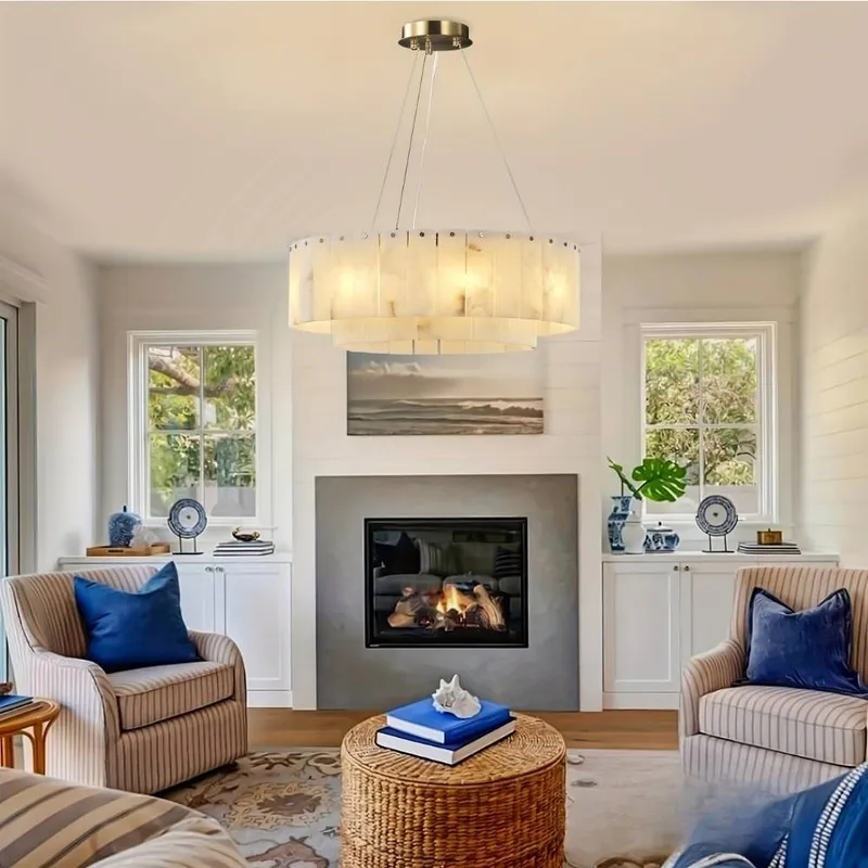 Angie Alabaster Round Chandelier — Modern Chandelier LED Pendant Lights  