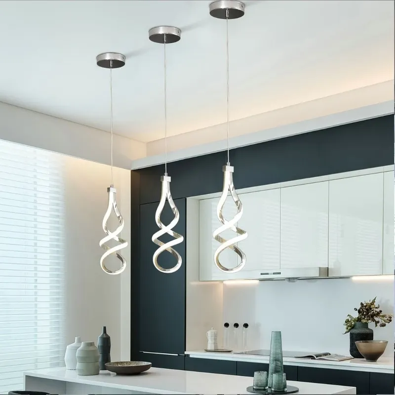 Spiral Kitchen Pendant Light Fixture — Modern Chandelier LED Pendant Lights  