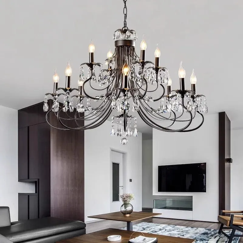 Black Wrought Iron Chandelier — Modern Chandelier LED Pendant Lights  3000K