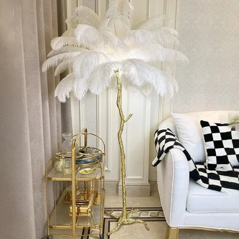 Laura Ostrich Feather Floor Lamp — Modern Chandelier LED General Lighting  