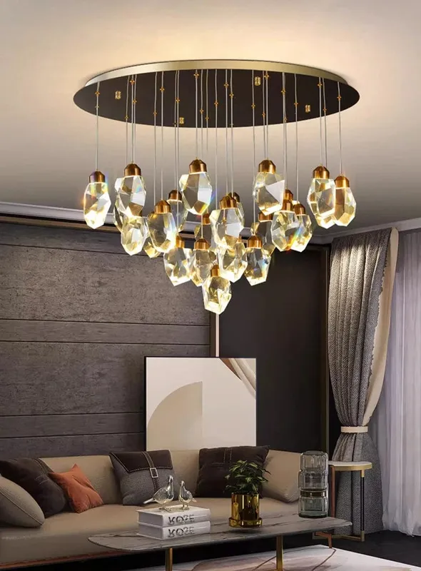 Shade Crystal Stone Chandelier — Modern Chandelier LED Pendant Lights  3000K