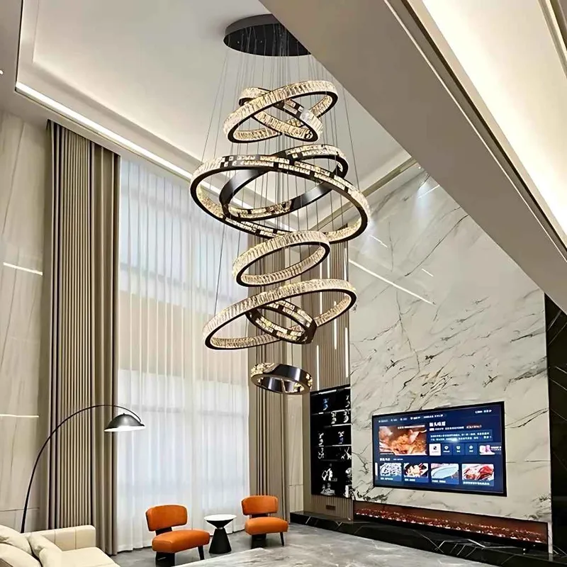 Olive Black Staircase Chandelier — Modern Chandelier LED Pendant Lights  3000K