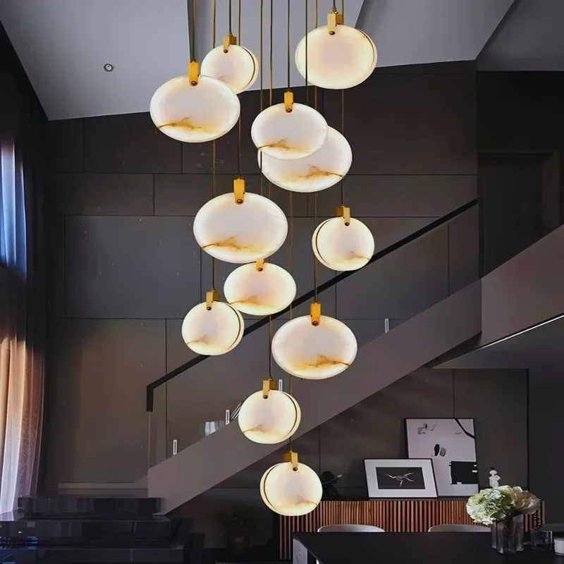 Gaia Marble Staircase Chandelier — Modern Chandelier LED Pendant Lights  3000K