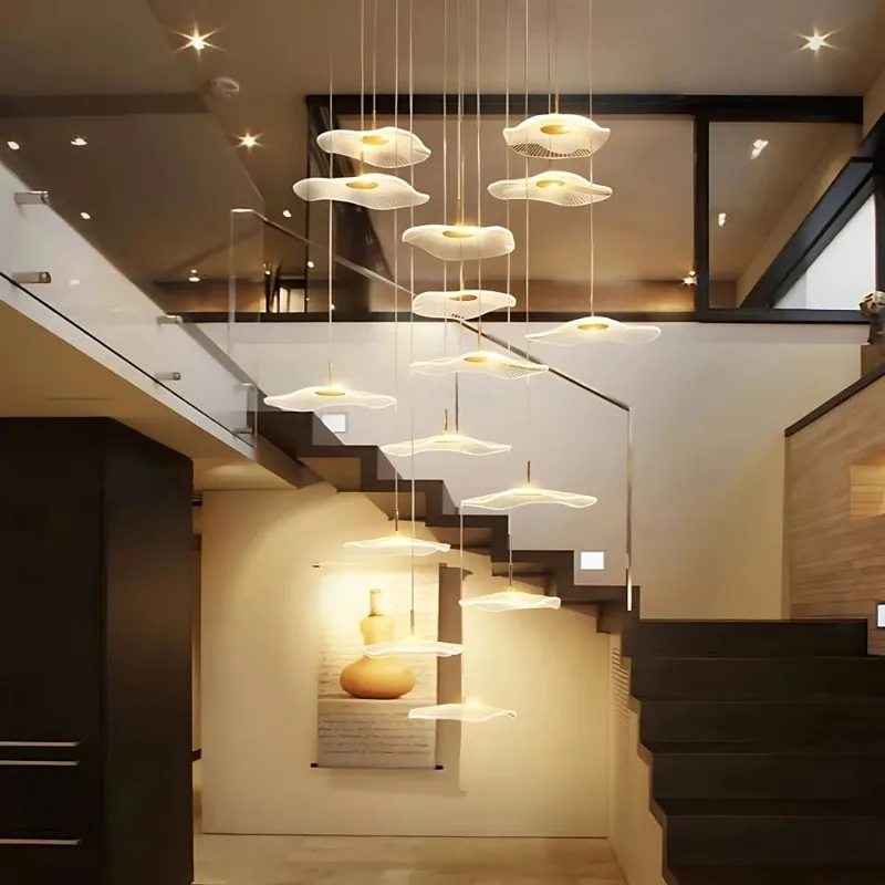 Fleur Contemporary Staircase Chandelier — Modern Chandelier LED Pendant Lights  3000K
