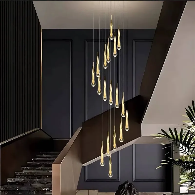 Mist Crystal Staircase Chandelier — Modern Chandelier LED Pendant Lights  3000K