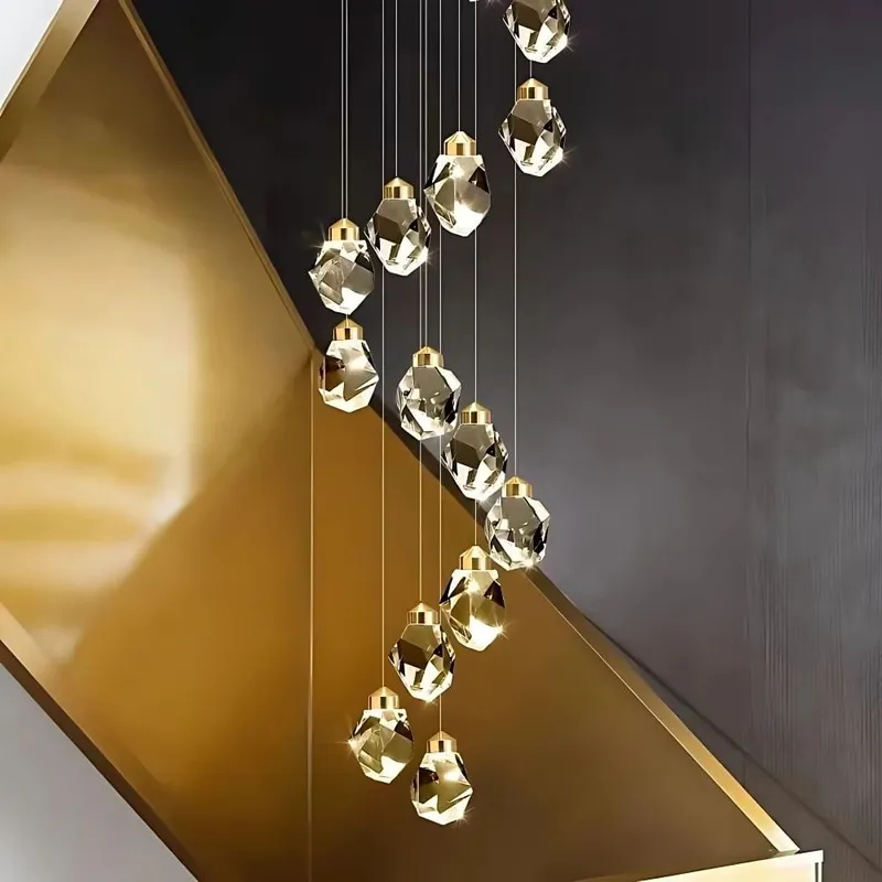 Stone Crystal Staircase Chandelier — Modern Chandelier LED Pendant Lights  3000K