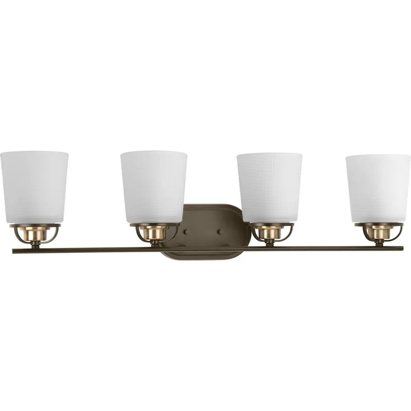 West Village Collection Four-Light Etched Double Prismatic Glass Bath Vanity Light — Progress Lighting LED Wall Lights  