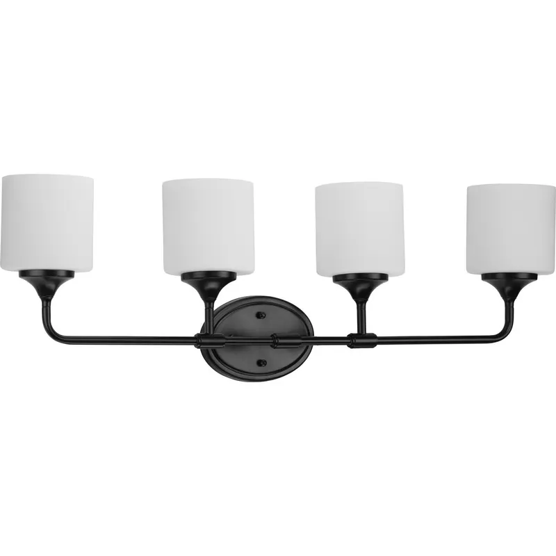 Lynzie Collection Four-Light Etched Opal Glass Bath Vanity Light — Progress Lighting LED Wall Lights  