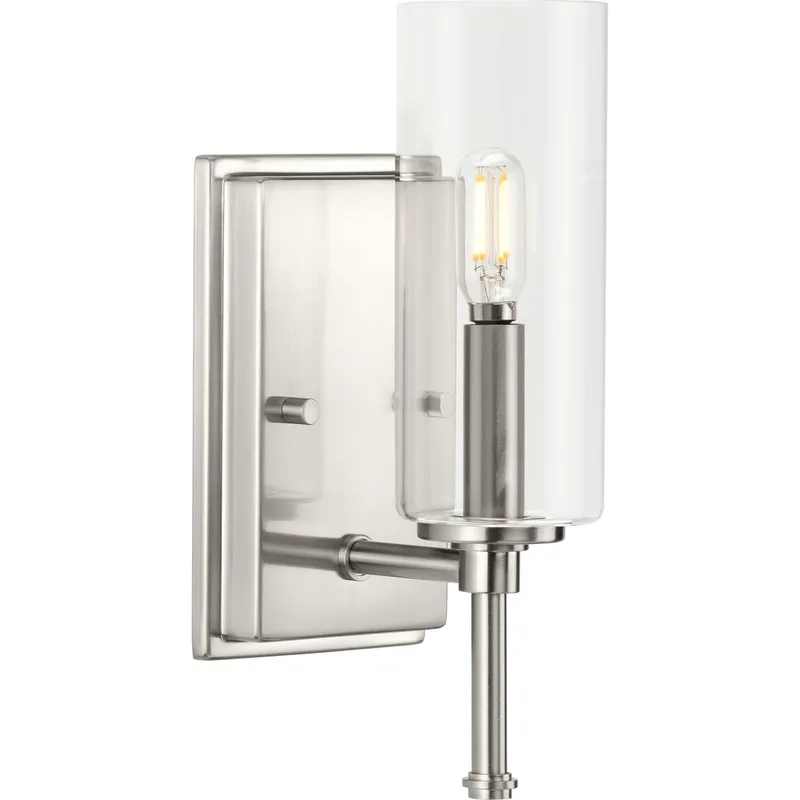 Elara Collection One-Light Clear Glass Bath Vanity Light — Progress Lighting LED Wall Lights  