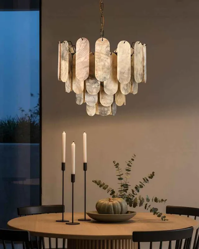 Parisian Alabaster Serene Pendant Light - Lux White Gold Multi-Tier — LightsStory LED Pendant Lights  