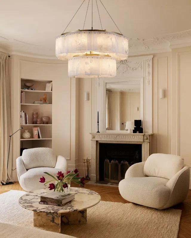 LightsStory Murano Alabaster Swirl Pendant Light - Lux Gold - Round — LightsStory LED Linear Lights  