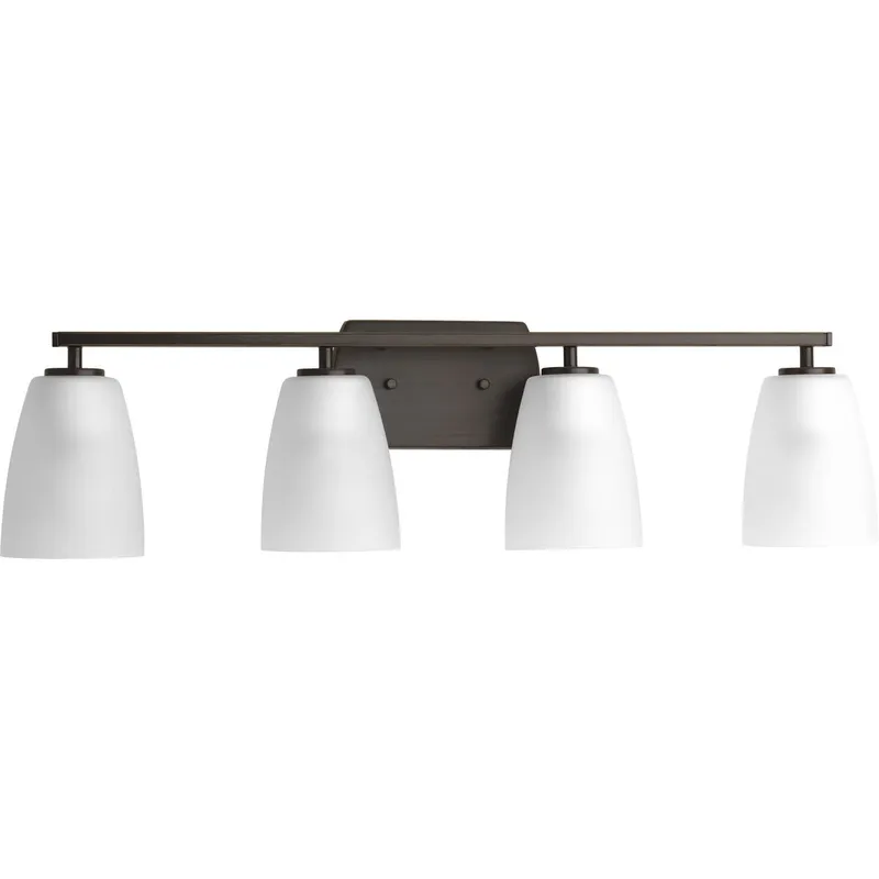 Leap Collection Four-Light Etched Glass Bath Vanity Light — Progress Lighting LED Wall Lights  